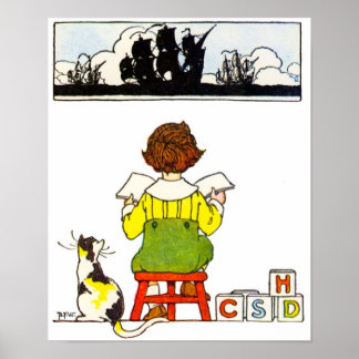 Poster de lecture de garçon