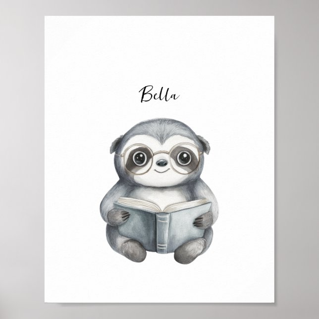 Poster de lecture mignonne Sloth Imprimer (Devant)
