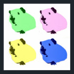Poster de l'effet pop art cochon<br><div class="desc">Quatre de Hector le cobaye, tous dans des couleurs différentes !</div>