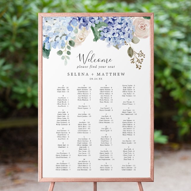 Poster de l'élégant Mariage Hydrangea sur la carte (Créateur téléchargé)