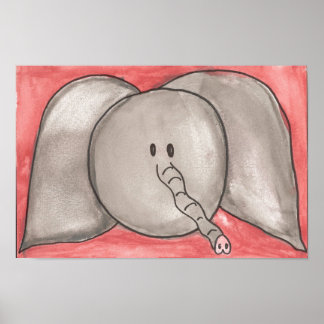 Poster de l'éléphant en aquarelle mignonne