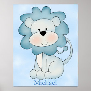Poster de l'enfant Cute Blue Lion