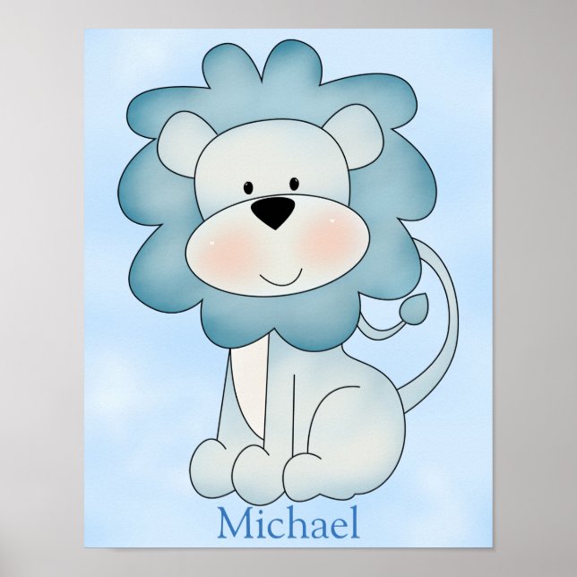 Poster de l'enfant Cute Blue Lion (Devant)