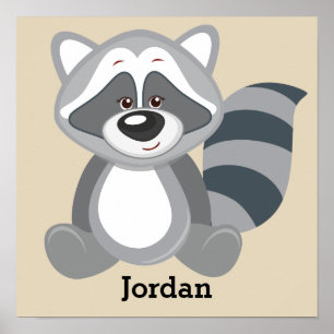 Poster de l'enfant Cute Woodland Raccoon