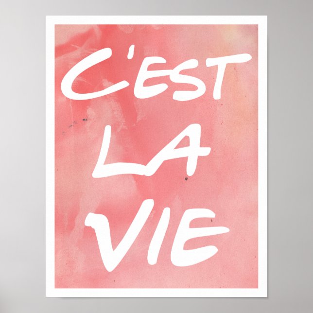 Poster de lettres à la main C'est La Vie - Aquarel (Devant)