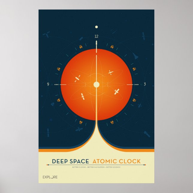 Poster de l'horloge atomique Deep Space, version o (Devant)