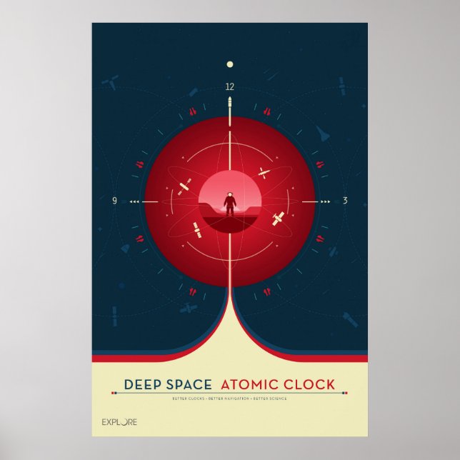 Poster de l'horloge atomique Deep Space, version r (Devant)