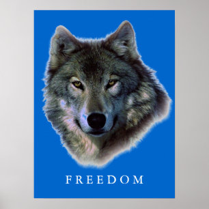 Poster de liberté motivée du loup gris Imprimer