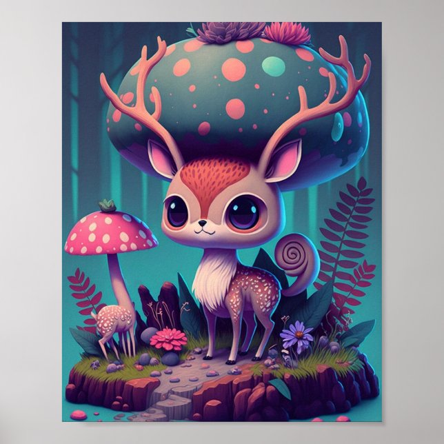 Poster de l'Imaginaire de cerfs de champignons mig (Devant)