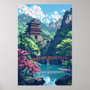 Poster de l'Imaginaire du château japonais Pixel A