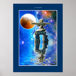 Poster de l'Imaginaire Inukshuk & Galaxy Moon