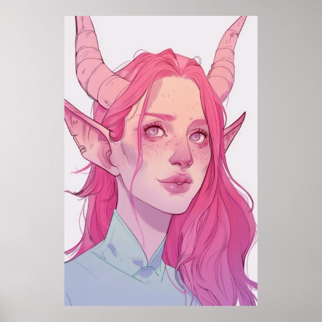 Poster de l'Imaginaire Pale Rose Tiefling (Devant)