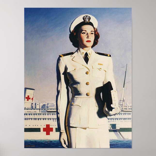 Poster de l'infirmière de la marine vintage de la  (Devant)