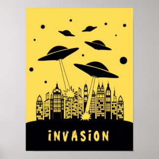 Poster de l'Invasion Alien rétro