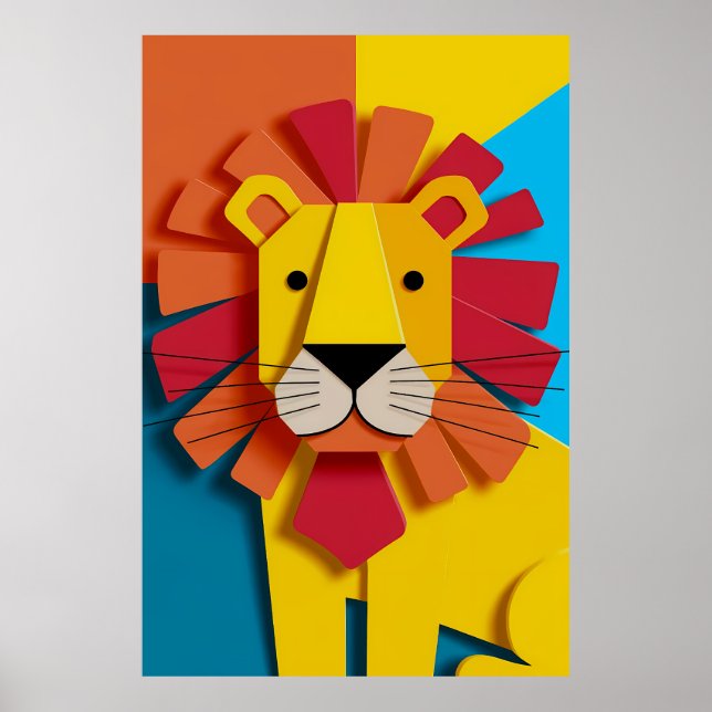 Poster de Lion Abstrait - Art animal pour décorati (Devant)