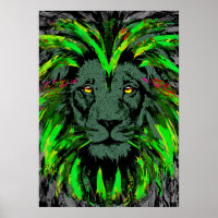 Poster de Lion Head Art | Poster du lion vert