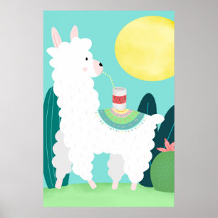 Poster de Llama Boire Soda Wall Art