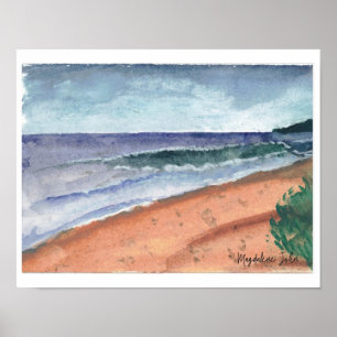 Poster de l'onde d'aquarelle