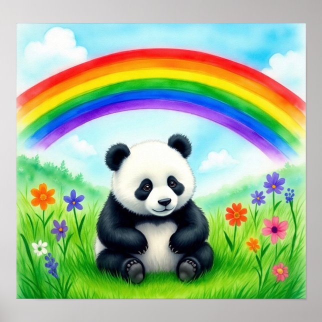 Poster de l'ours Panda Aquarelle (Devant)