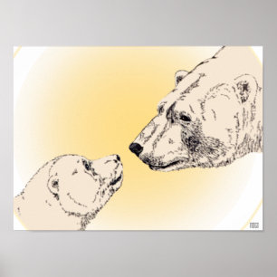 Poster de l'ours polaire et de l'ourson Faune Déco
