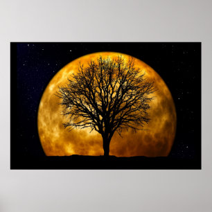 Poster de lune et d'arbre personnalisable