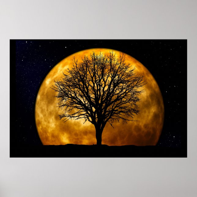 Poster de lune et d'arbre personnalisable (Devant)