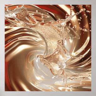 Poster de luxe Gold and Cream Fluid Art