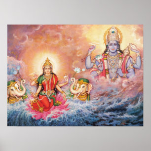 Poster de Maha Vishnu et Lakshmi