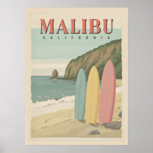 Poster de Malibu, Californie - Soleil, sable et Su