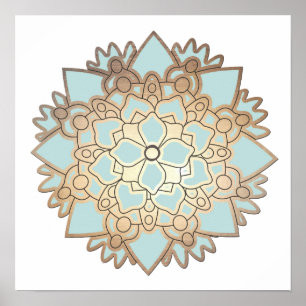 Poster de Mandala de fleurs de Lotus bleu