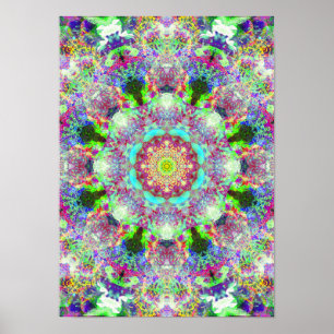 Poster de Mandala de rêve psychédélique coloré