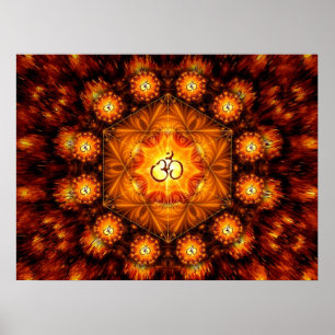 Poster de mandala Fractal Om Golden