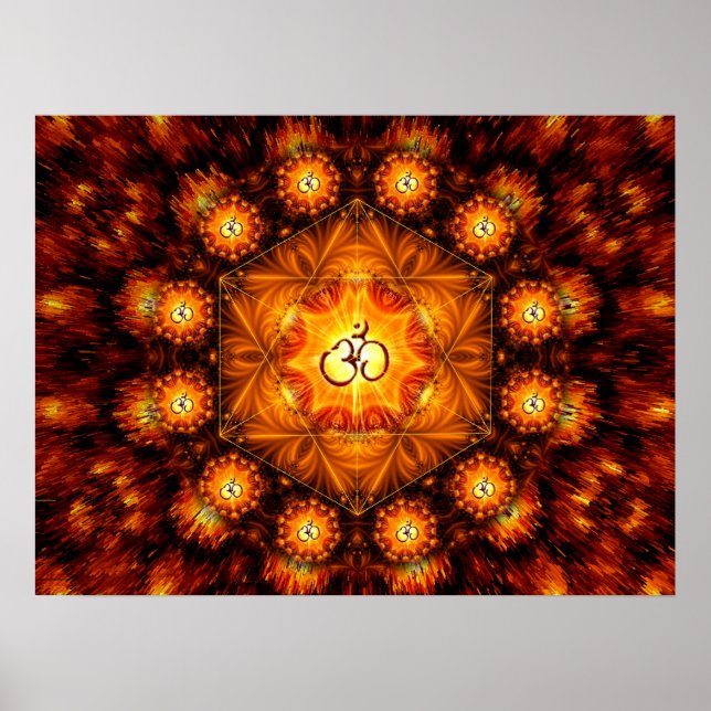 Poster de mandala Fractal Om Golden (Devant)