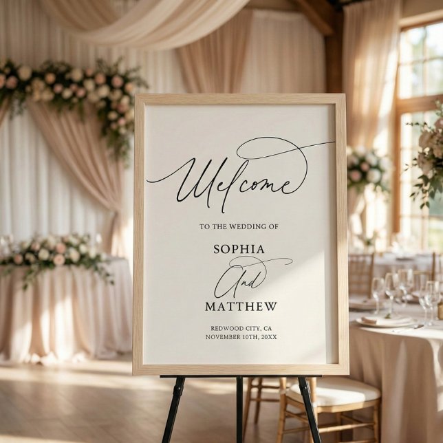 Poster de Mariage de bienvenue de script minimal (Créateur téléchargé)