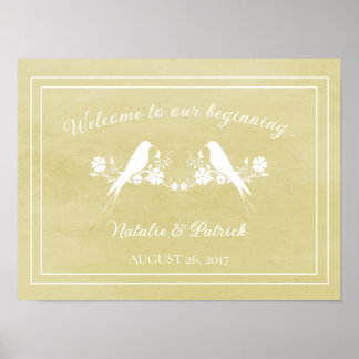 Poster de Mariage de fleurs de lovebird jaune
