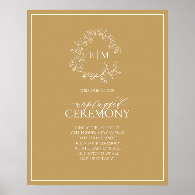 Poster de Mariage sans bouchon Monogramme en cime  (Devant)