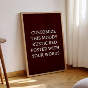 Poster de mariage traditionnel rouge foncé rustiqu