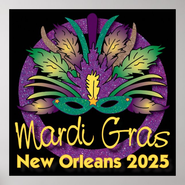 Poster de Masque Mardi Gras - 2025 - Nouvelle-Orlé (Devant)