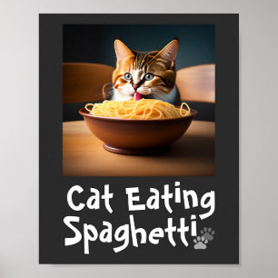 Poster de mème de chat Manger Spaghetti