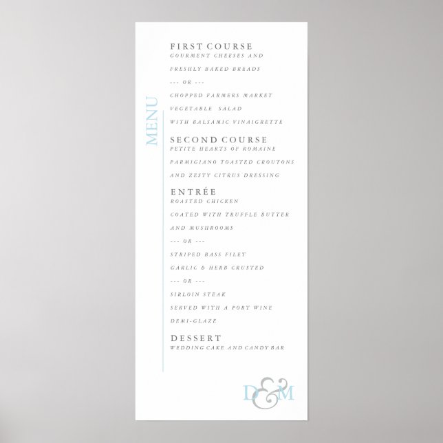 Poster de menu couleur sucre 4" x 9" Spun (Devant)