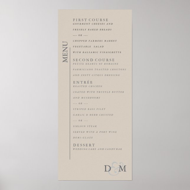 Poster de menu Mariage de 4 po x 9 po parfaitement (Devant)