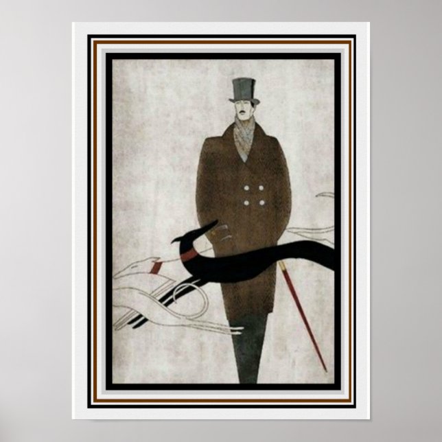 Poster de mode Art Déco Hommes 12 x 16 (Devant)