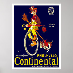 Poster de monocycle vintage : Pneus continentaux