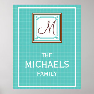 Poster de monogramme familial - Aqua Check