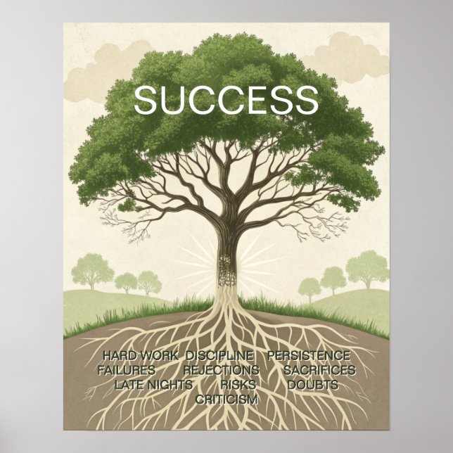 Poster de motivation de l'arbre de succès (Devant)