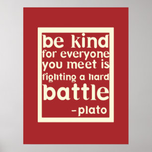 Poster de mots inspirants Be Kind - Rouge