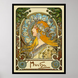 Poster de Mucha Art Nouveau - Zodiac - La Plume