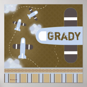 Poster de mur d'avion de la chambre du garçon