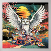 Poster de mur d'oiseaux inspiré par l'art japonais