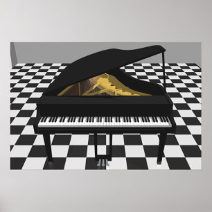 Poster de musique : Grand Piano & Tuiles : Modèle